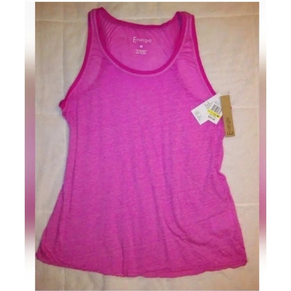 Hot Pink Sheer Burnout Tank Top Energie Gliks M NWT $20